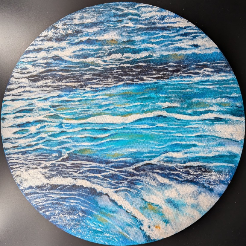 Watching the Tide Coming In - Acrylic on circle canvas.