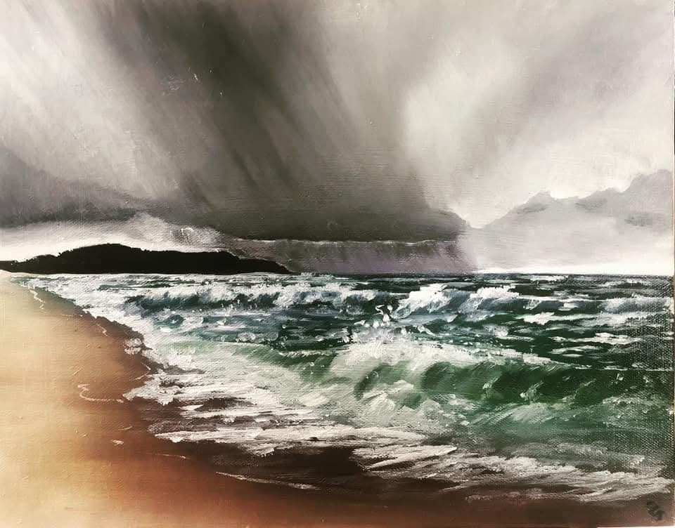 Oil landscape of Westport Beach, Kintyre
